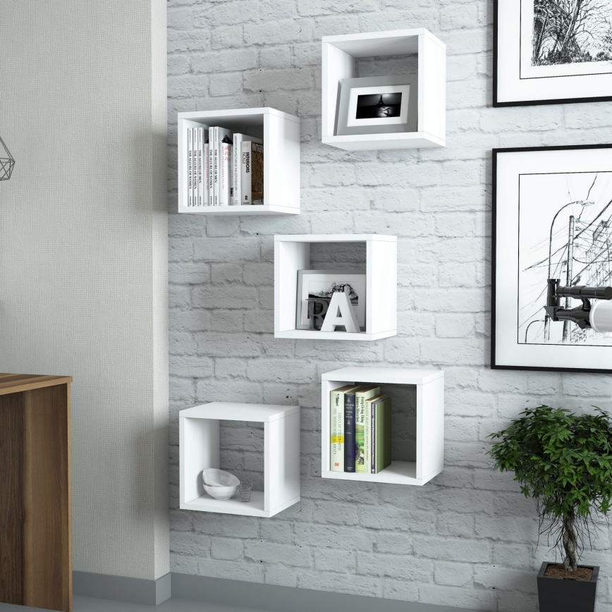 JUEGO 5x Estante de pared BOX blanco