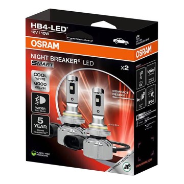 Juego de 2 bombillas LED para automóvil NIGHT BREAKER SMART HB4 P22d/10W/12V 6000K - Osram