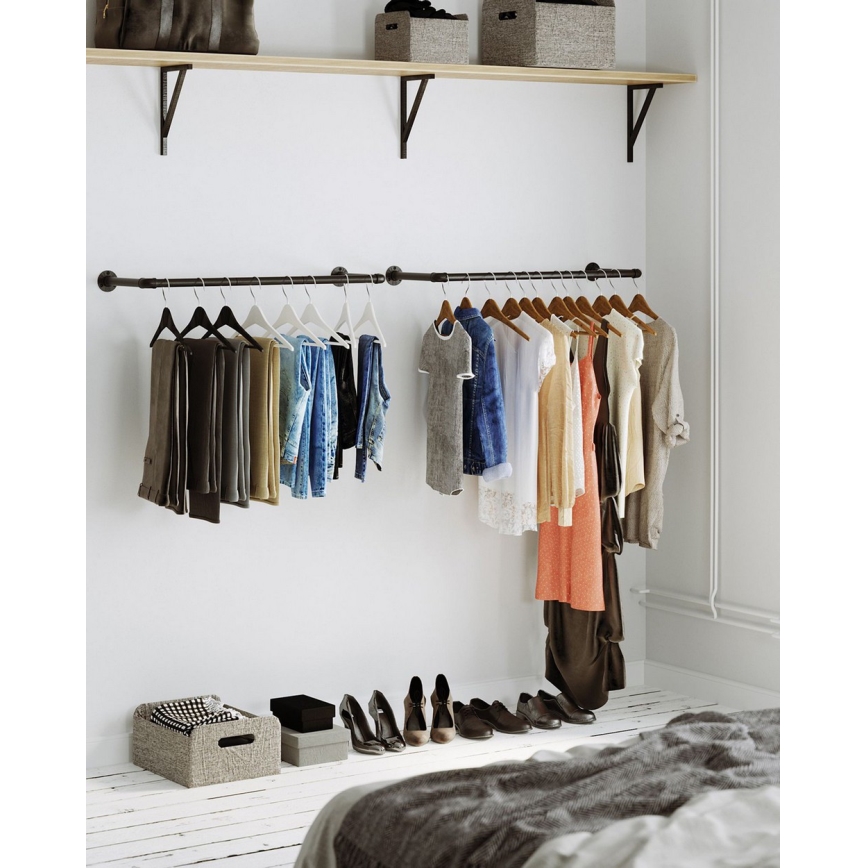 Juego de 2 colgadores de pared para perchas LINEA, negros