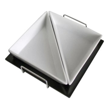 Juego de 2 cuencos con bandeja TORO, cerámica y madera