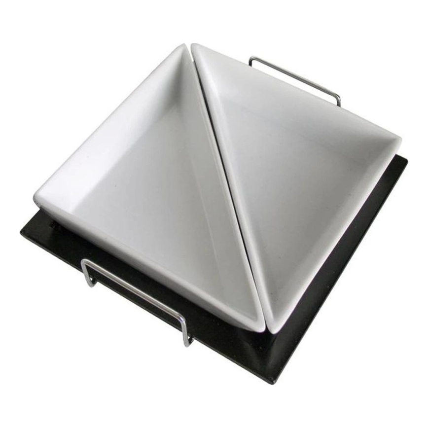 Juego de 2 cuencos con bandeja TORO, cerámica y madera