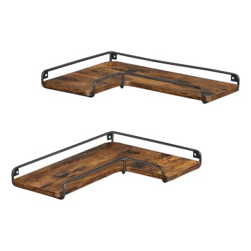 Juego de 2 estantes de pared SHELFY marrón/negro