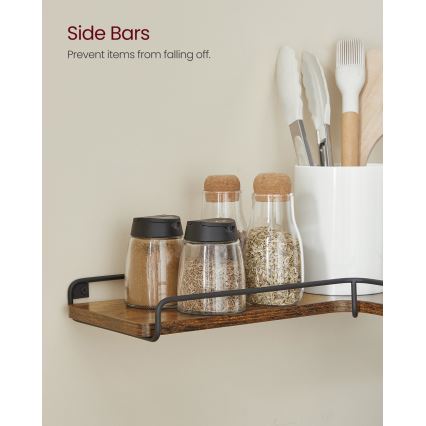 Juego de 2 estantes de pared SHELFY marrón/negro