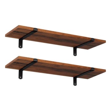 Juego de 2 estantes de pared SHELFY marrón/negro
