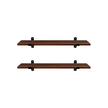 Juego de 2 estantes de pared SHELFY marrón/negro