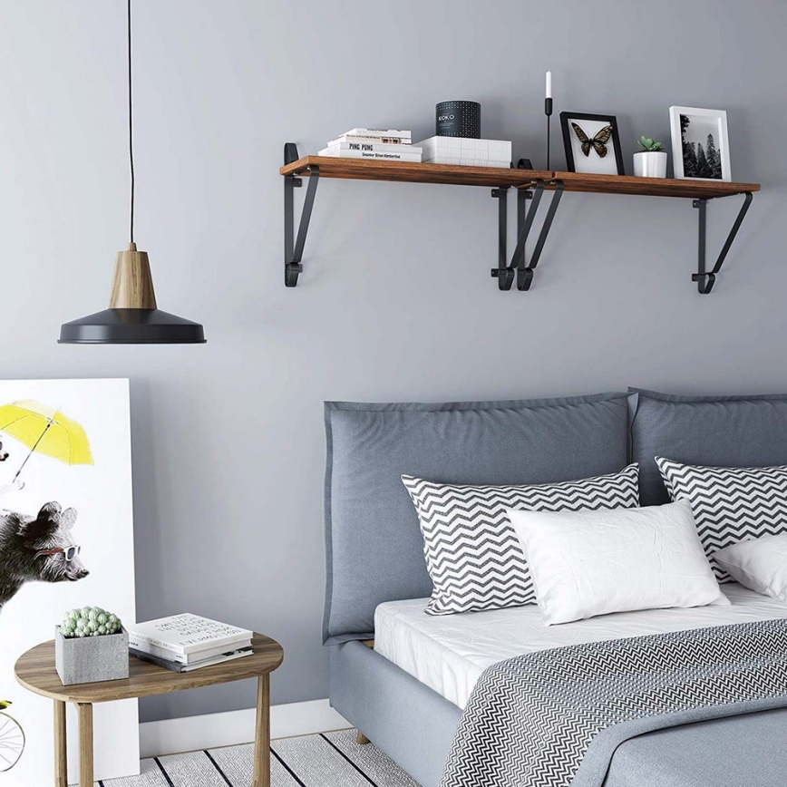 Juego de 2 estantes de pared SHELFY marrón/negro