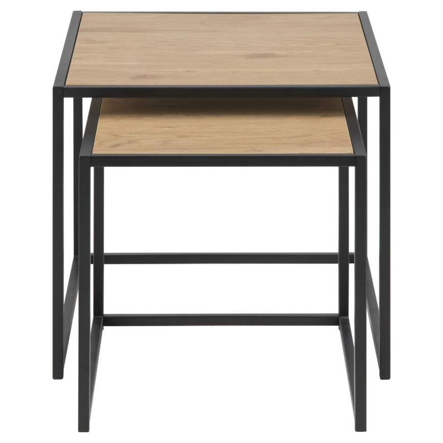 Juego de 2 mesas de centro SARON, roble/negro