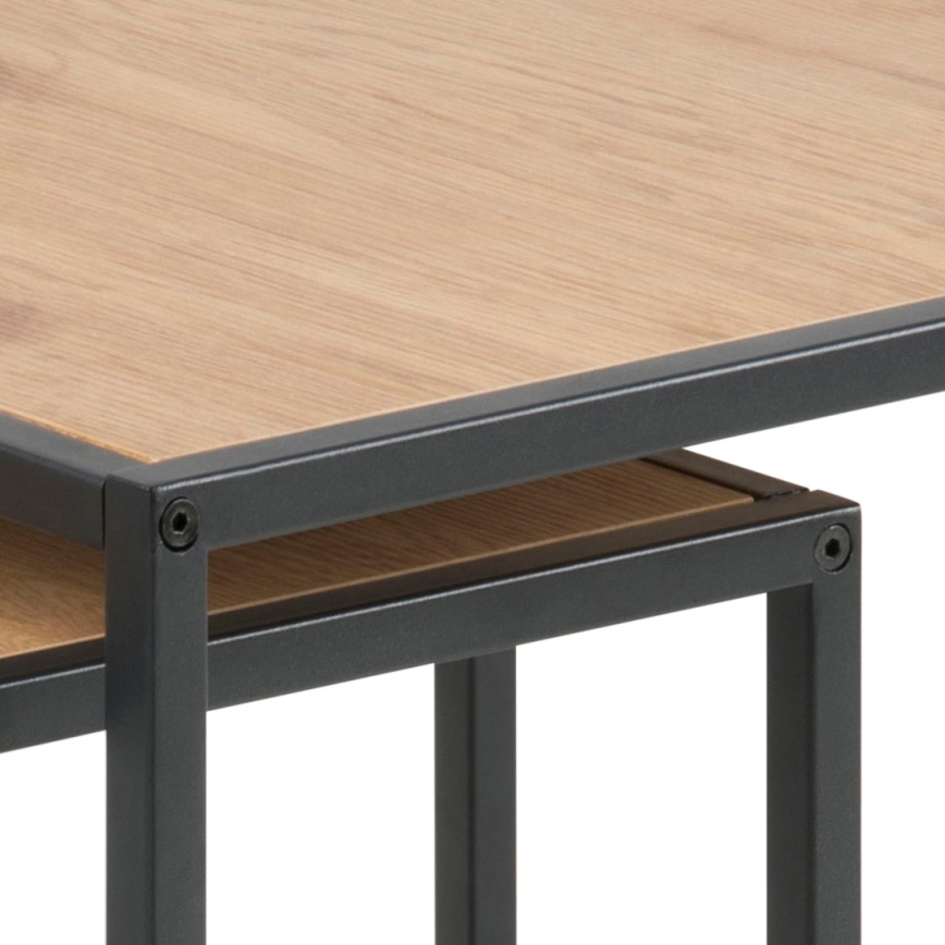 Juego de 2 mesas de centro SARON, roble/negro