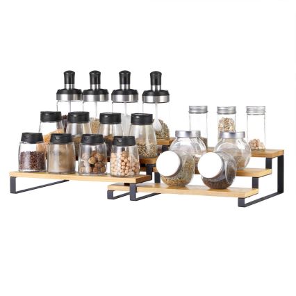 Juego de 2 soportes para tarros de especias MARGE negro/marrón