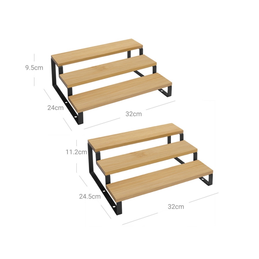 Juego de 2 soportes para tarros de especias MARGE negro/marrón