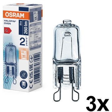 Juego de 3 bombillas halógenas Halopin para horno G9/25W/230V 2700K - Osram