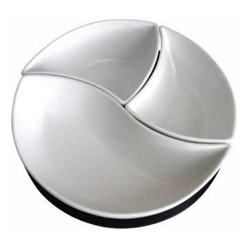 Juego de 3 cuencos con bandeja TORO, cerámica/madera