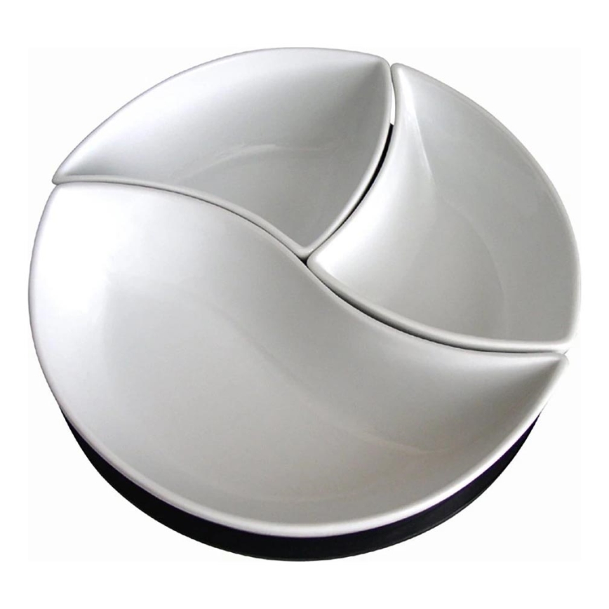 Juego de 3 cuencos con bandeja TORO, cerámica/madera