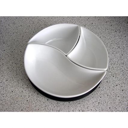 Juego de 3 cuencos con bandeja TORO, cerámica/madera