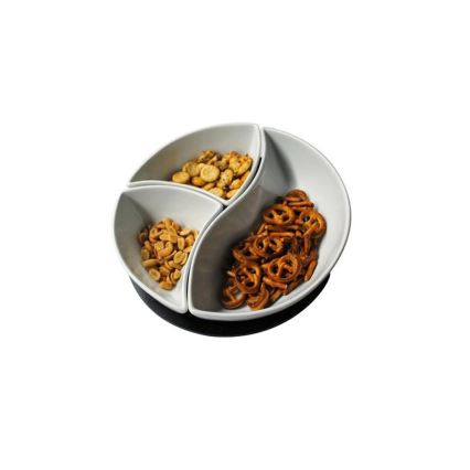 Juego de 3 cuencos con bandeja TORO, cerámica/madera