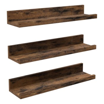 Juego de 3 estantes de pared SHELFY marrón