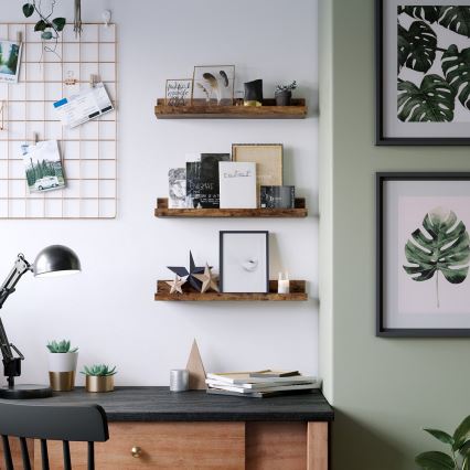 Juego de 3 estantes de pared SHELFY marrón