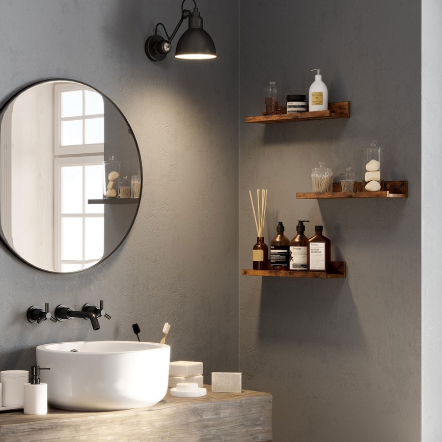 Juego de 3 estantes de pared SHELFY marrón