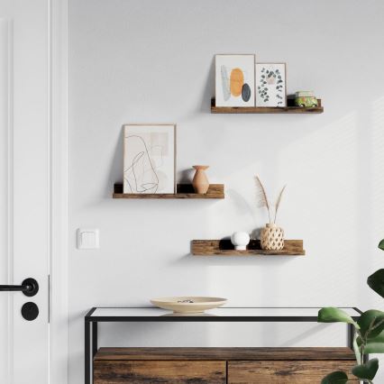 Juego de 3 estantes de pared SHELFY marrón