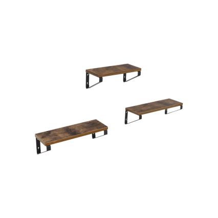 Juego de 3 estantes de pared SHELFY marrón/negro