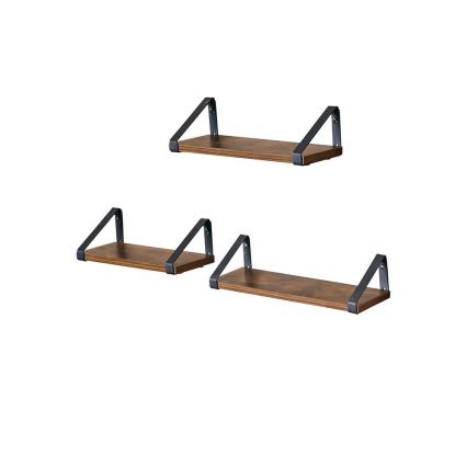 Juego de 3 estantes de pared SHELFY marrón/negro