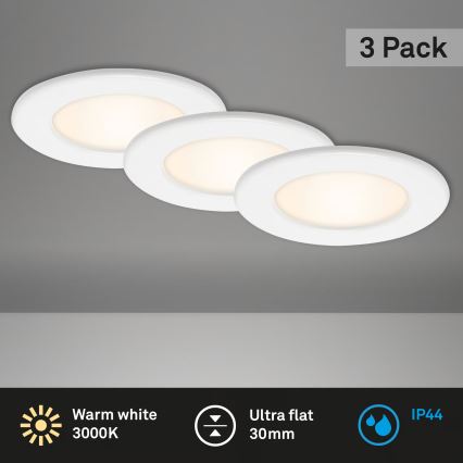 Juego de 3 luminarias empotradas LED para baño LED/6W/230V 3000K IP44 blanco