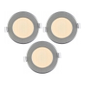 Juego de 3 luminarias empotradas para baño LED/6W/230V IP44, plateadas