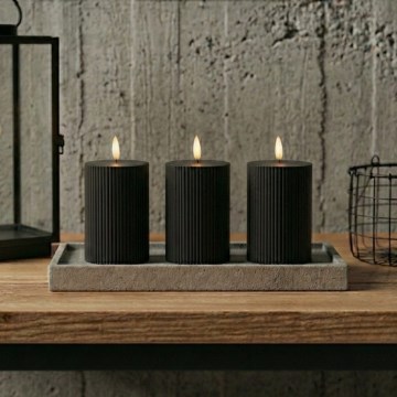 Juego de 3 velas LED BRILLO LED/2xAA 12,5 cm negras + mando a distancia