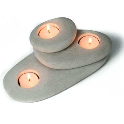 JUEGO de 3x portavelas de té 21,5cm/15cm/9cm de hormigón