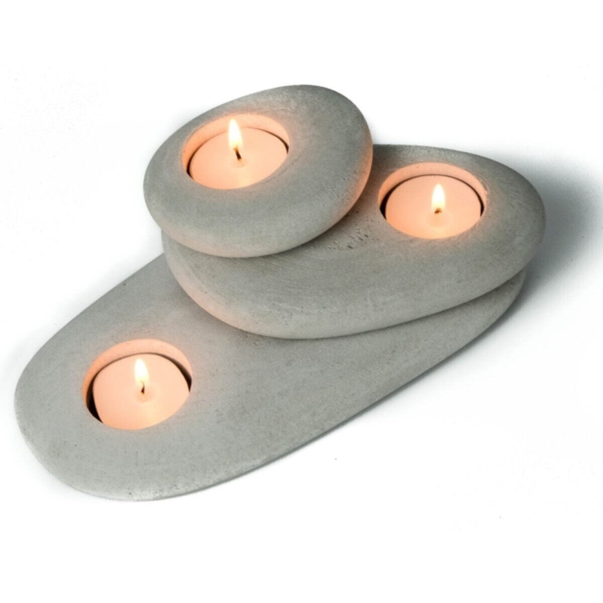 JUEGO de 3x portavelas de té 21,5cm/15cm/9cm de hormigón