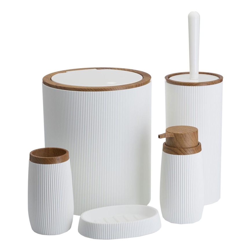 Juego de accesorios de baño ALISON 5 pz blanco/marrón
