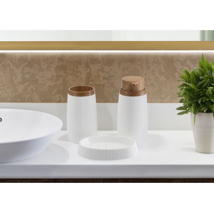 Juego de accesorios de baño ALISON 5 pz blanco/marrón