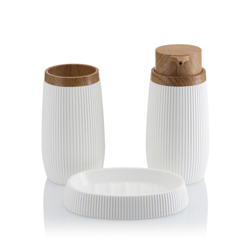 Juego de accesorios de baño ALISON 5 pz blanco/marrón