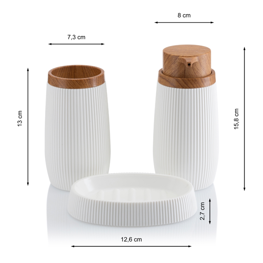 Juego de accesorios de baño ALISON 5 pz blanco/marrón