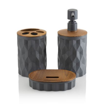 Juego de accesorios de baño REINA 5 pz antracita/marrón