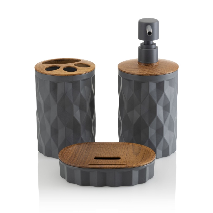 Juego de accesorios de baño REINA 5 pz antracita/marrón