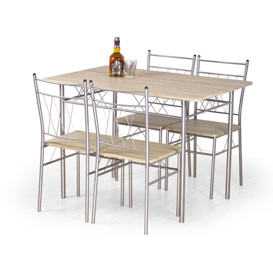 Juego de comedor FAUST metal/roble sonoma