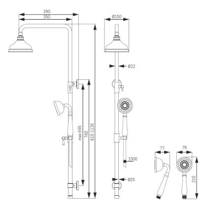 Juego de ducha AEROSKOBING en latón