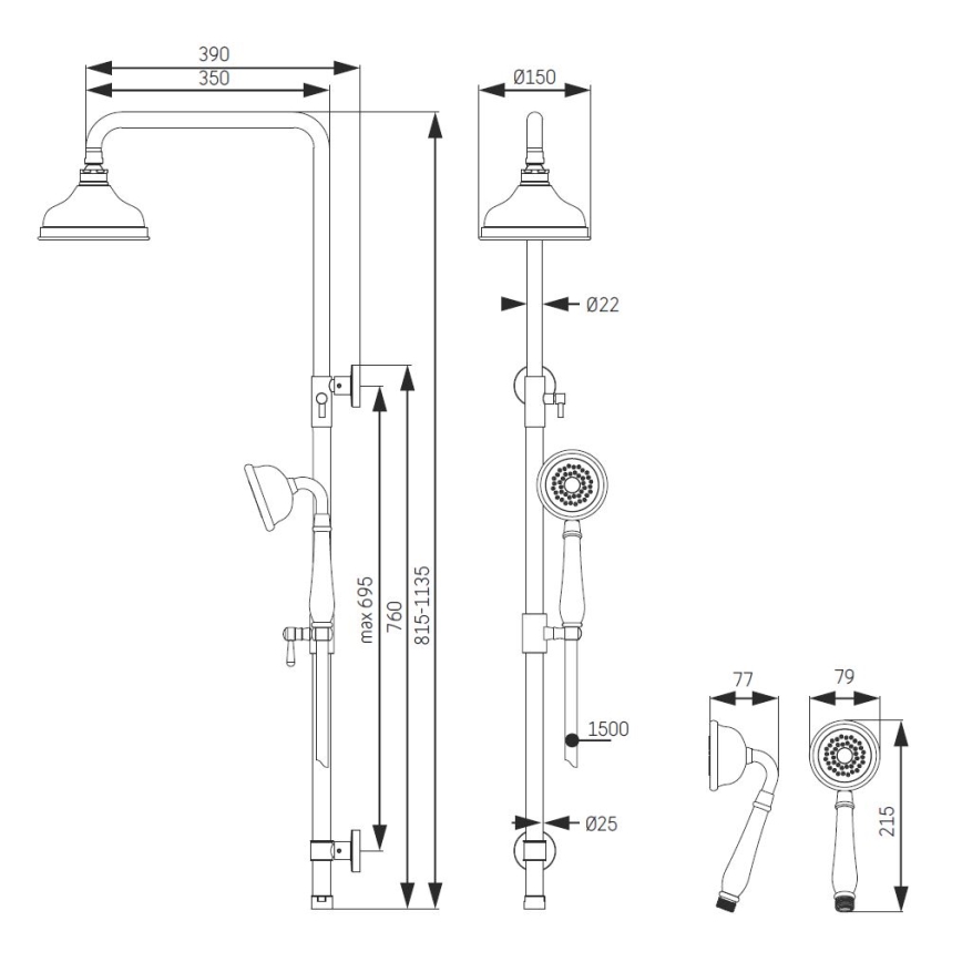 Juego de ducha AEROSKOBING en latón