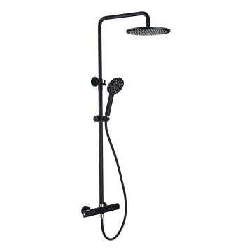 Juego de ducha con grifo termostático DRAGOR, acabado negro mate