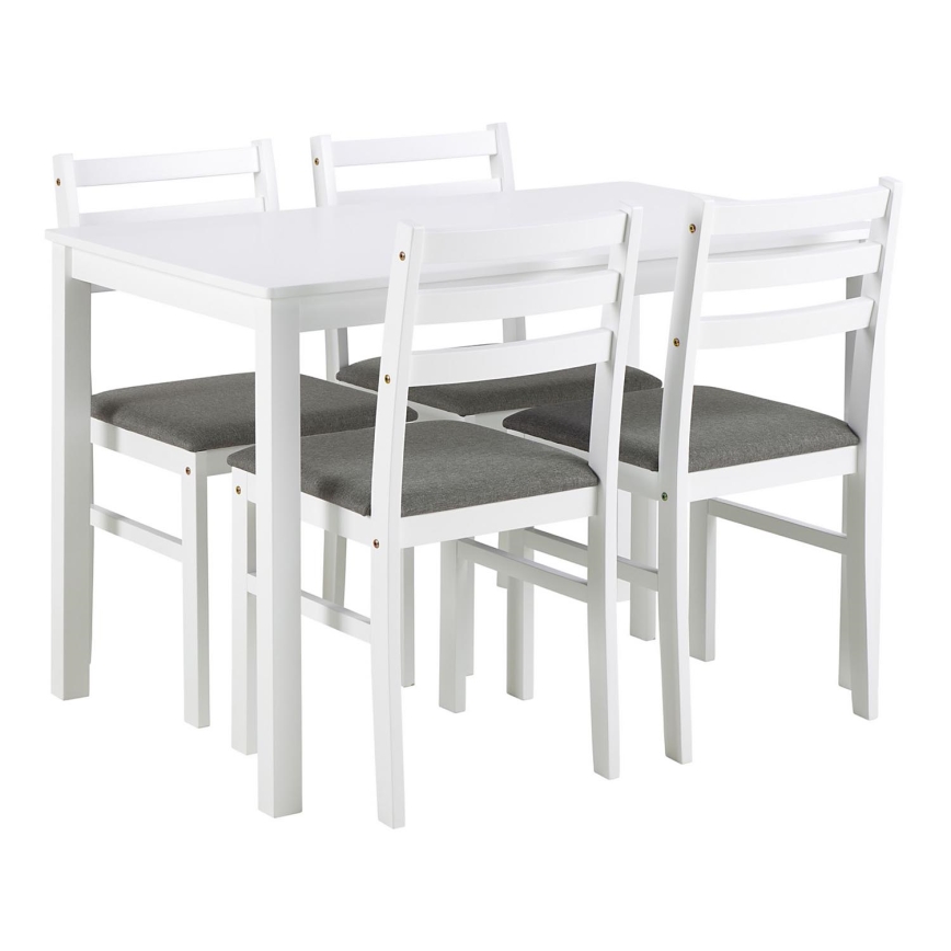 Juego de mesa de comedor con 4 sillas EMILY, color blanco