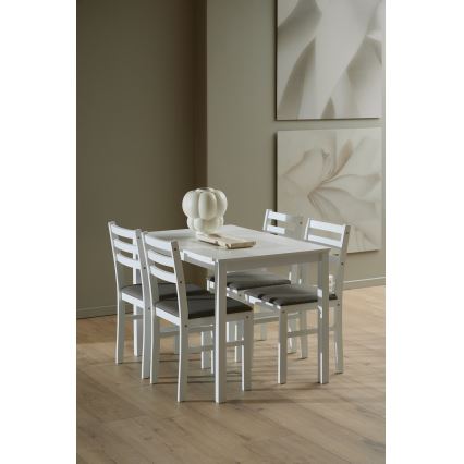Juego de mesa de comedor y 4 sillas EMILY blanco