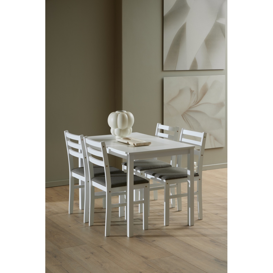 Juego de mesa de comedor y 4 sillas EMILY blanco
