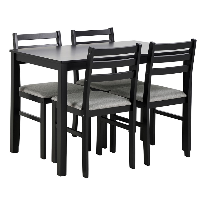 Juego de mesa de comedor y 4 sillas EMILY negro