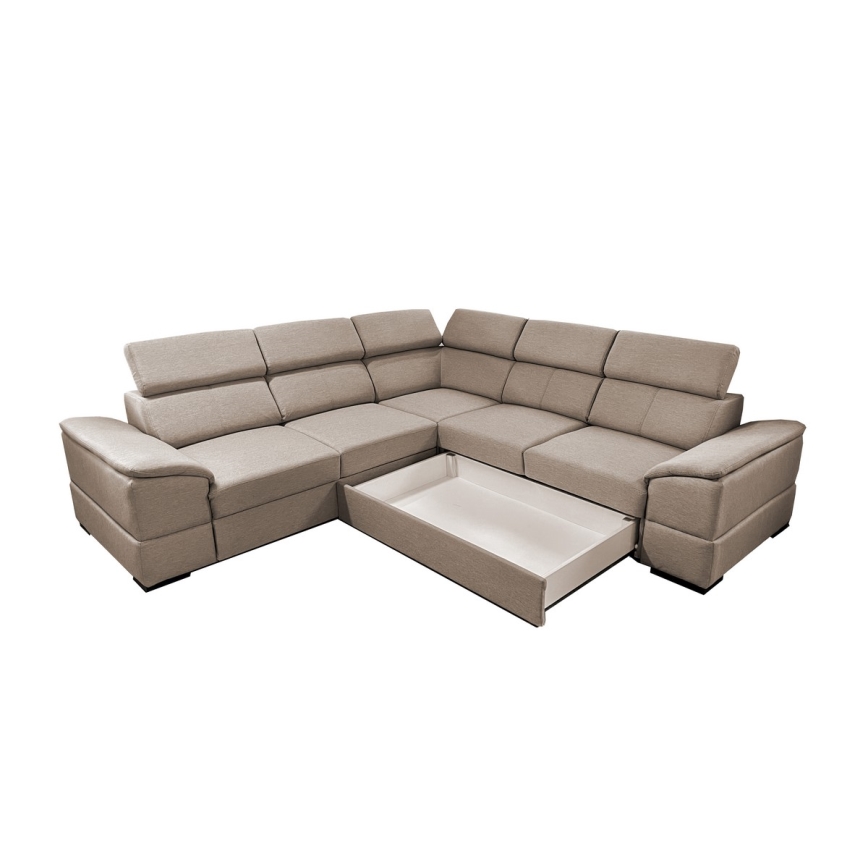 Juego de salón de esquina plegable universal con espacio de almacenamiento GRANADA beige