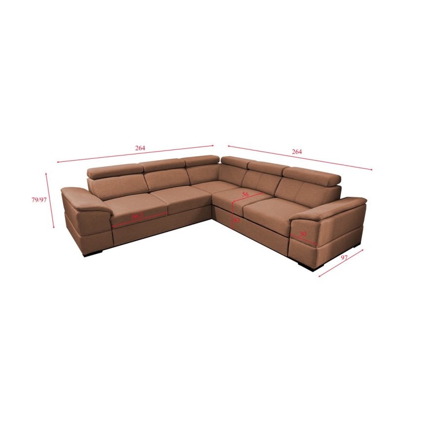 Juego de salón de esquina plegable universal con espacio de almacenamiento GRANADA marrón