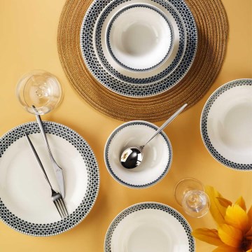 Juego de vajilla 12 piezas blanco/negro/porcelana