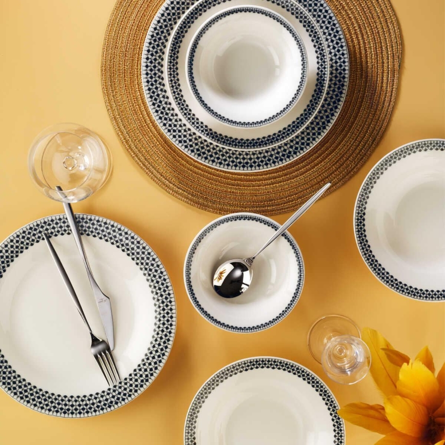 Juego de vajilla 12 piezas blanco/negro/porcelana