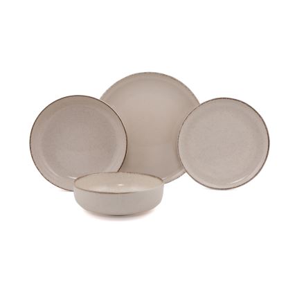 Juego de vajilla 16 piezas beige/porcelana