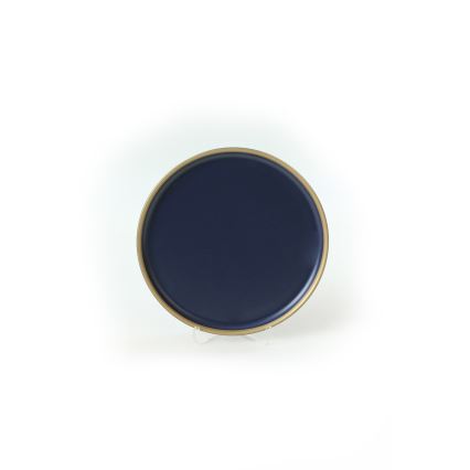 Juego de vajilla 24 piezas azul/dorado/cerámica